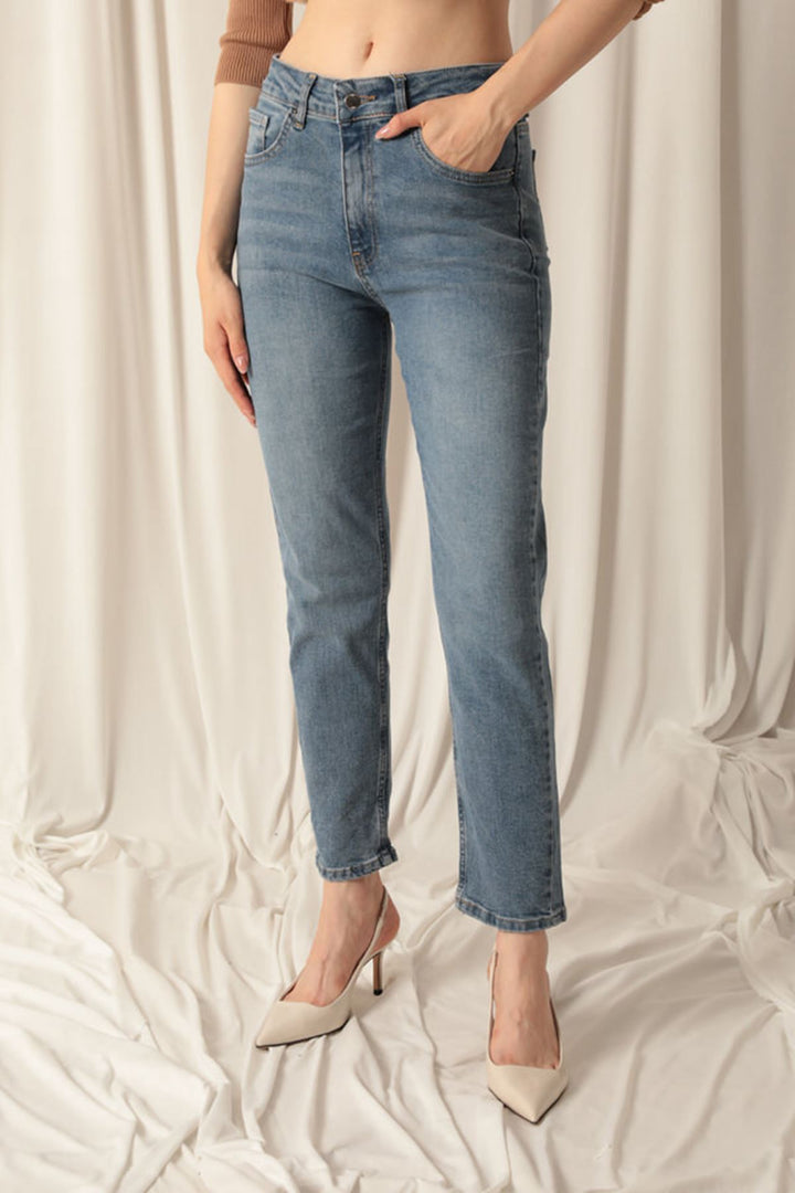 KKT Denim Fabric Mom Women Blue Jeans - Canton