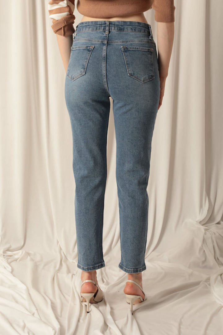 KKT Denim Fabric Mom Women Blue Jeans - Canton