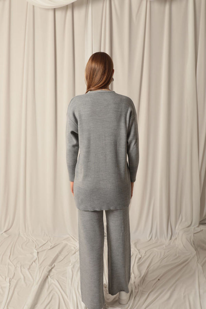 KKT Knitwear Fabric Plain Cardigan Women's Gray Suit - Plymouth