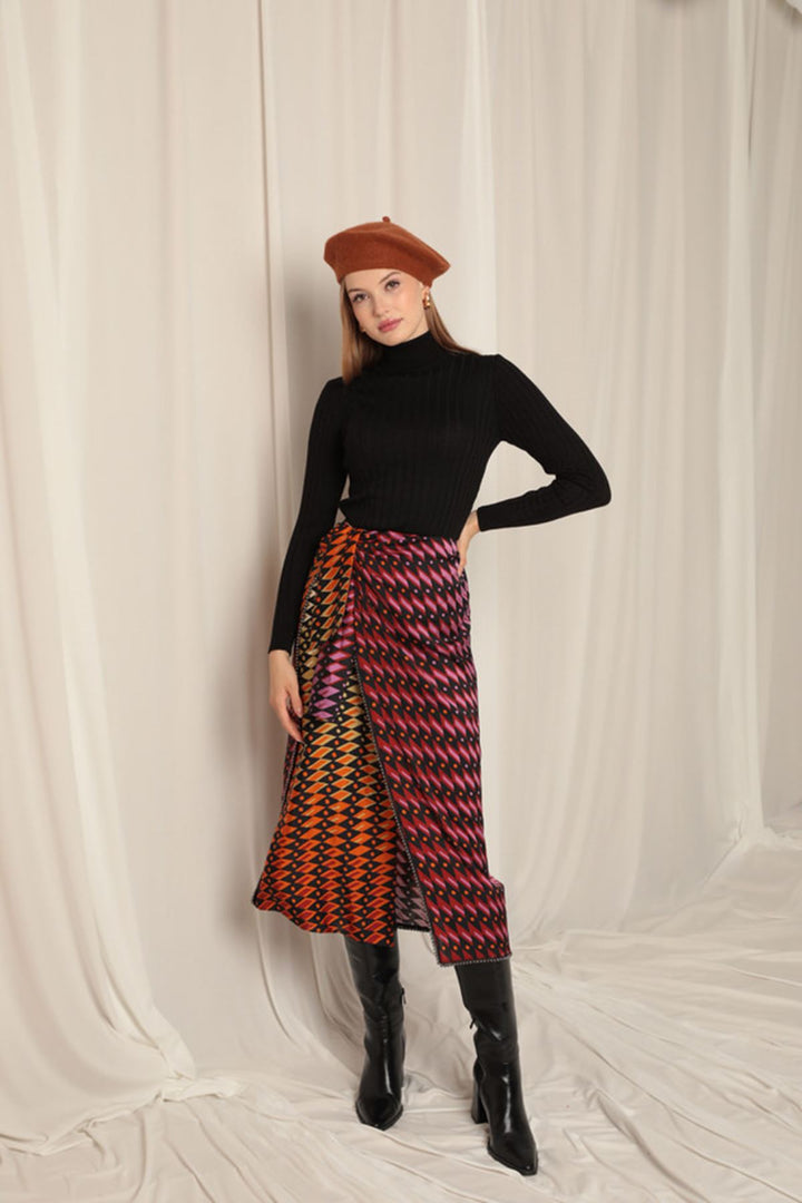 KKT Knitted Fabric Turtleneck Women's Black Blouse - Moers