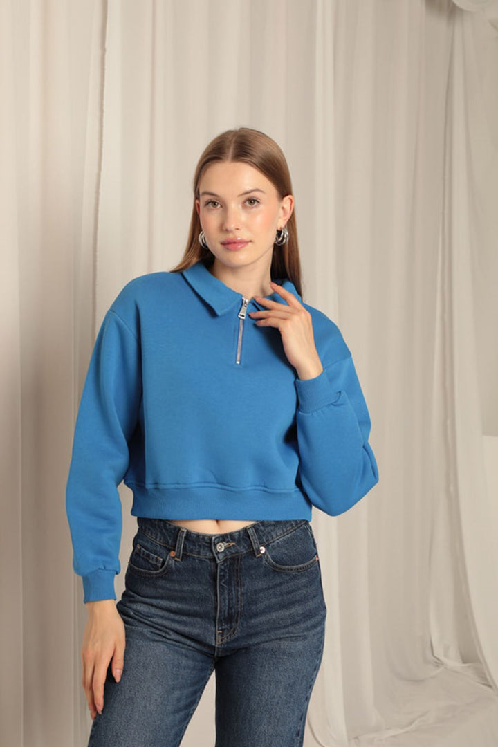 KKT Three Thread Fabric Zippered Hooded Short Women's Sweater - Mackay
