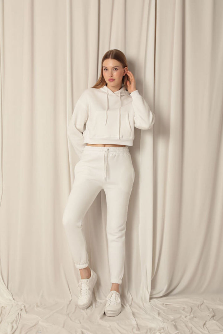 KKT Three Thread Fabric Hooded Short Women's Ecru Sweat - Dovzhansk