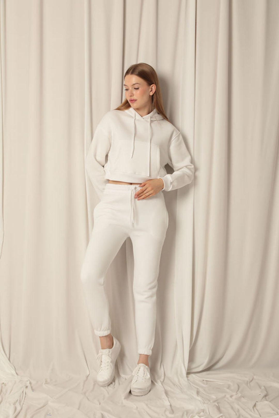 KKT Three Thread Fabric Hooded Short Women's Ecru Sweat - Dovzhansk