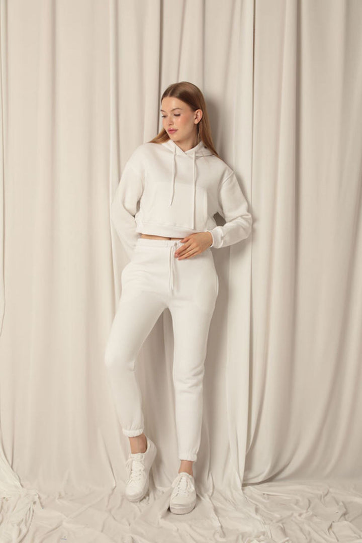 KKT Three Thread Fabric Hooded Short Women's Ecru Sweat - Dovzhansk