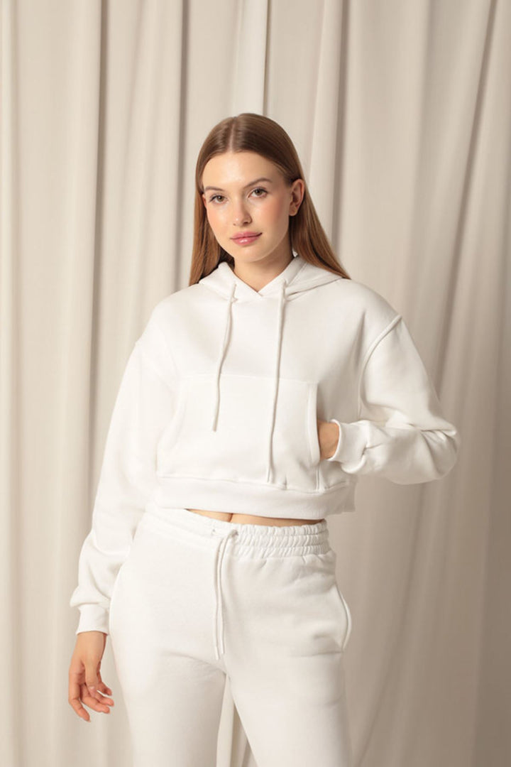 KKT Three Thread Fabric Hooded Short Women's Ecru Sweat - Dovzhansk