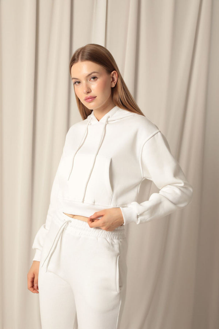 KKT Three Thread Fabric Hooded Short Women's Ecru Sweat - Dovzhansk