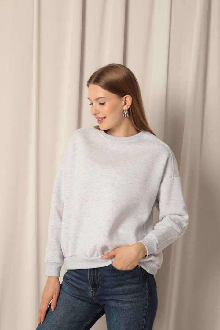 KKT Three Thread Fabric Zero Collar Women's Gray Sweat - Abertawe