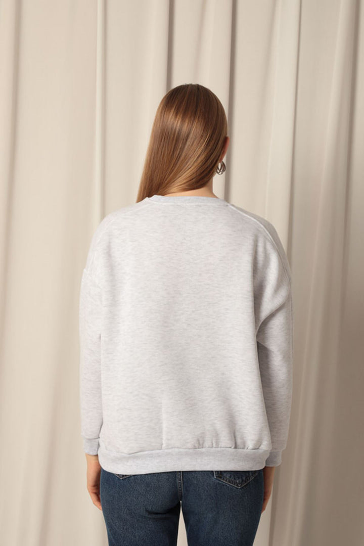 KKT Three Thread Fabric Zero Collar Women's Gray Sweat - Abertawe