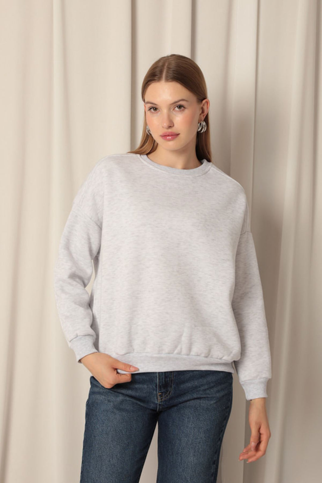 KKT Three Thread Fabric Zero Collar Women's Gray Sweat - Abertawe