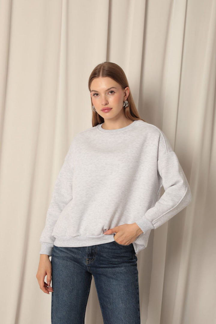 KKT Three Thread Fabric Zero Collar Women's Gray Sweat - Abertawe