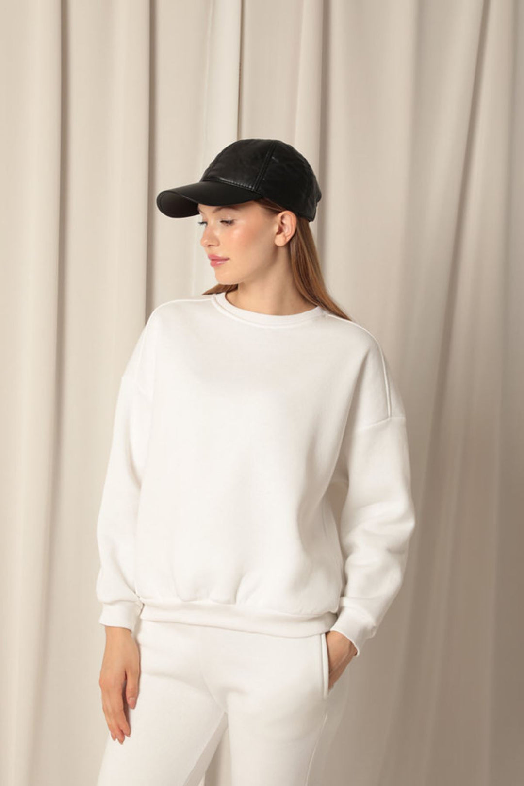 KKT Three Thread Fabric Zero Collar Women's Ecru Sweat - San Severo