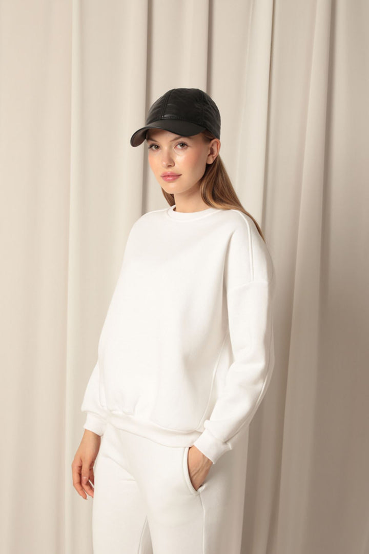 KKT Three Thread Fabric Zero Collar Women's Ecru Sweat - San Severo