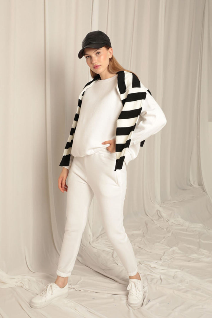 KKT Three Thread Fabric Zero Collar Women's Ecru Sweat - San Severo