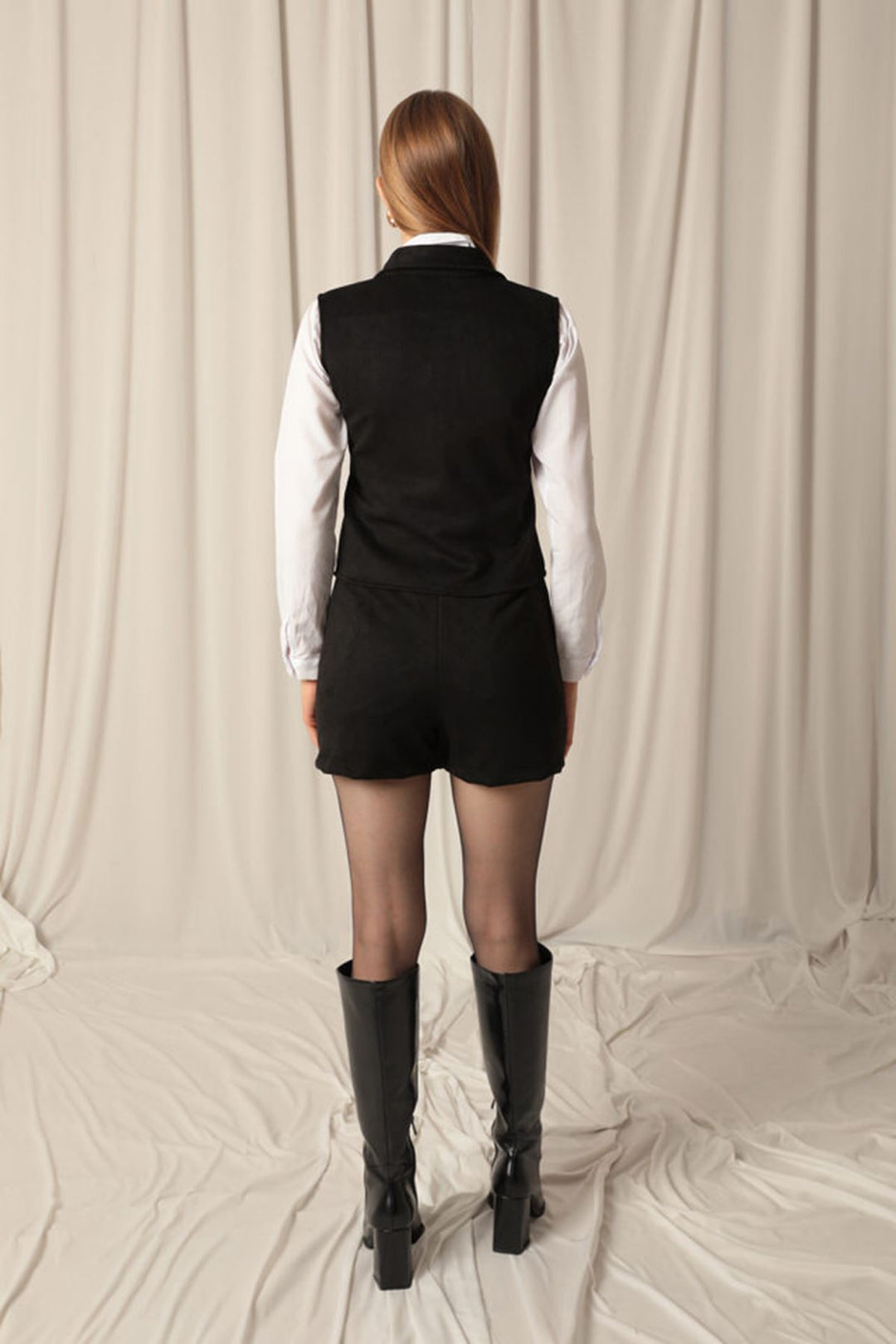 KKT Suede Fabric Women's Black Vest - San Ramon