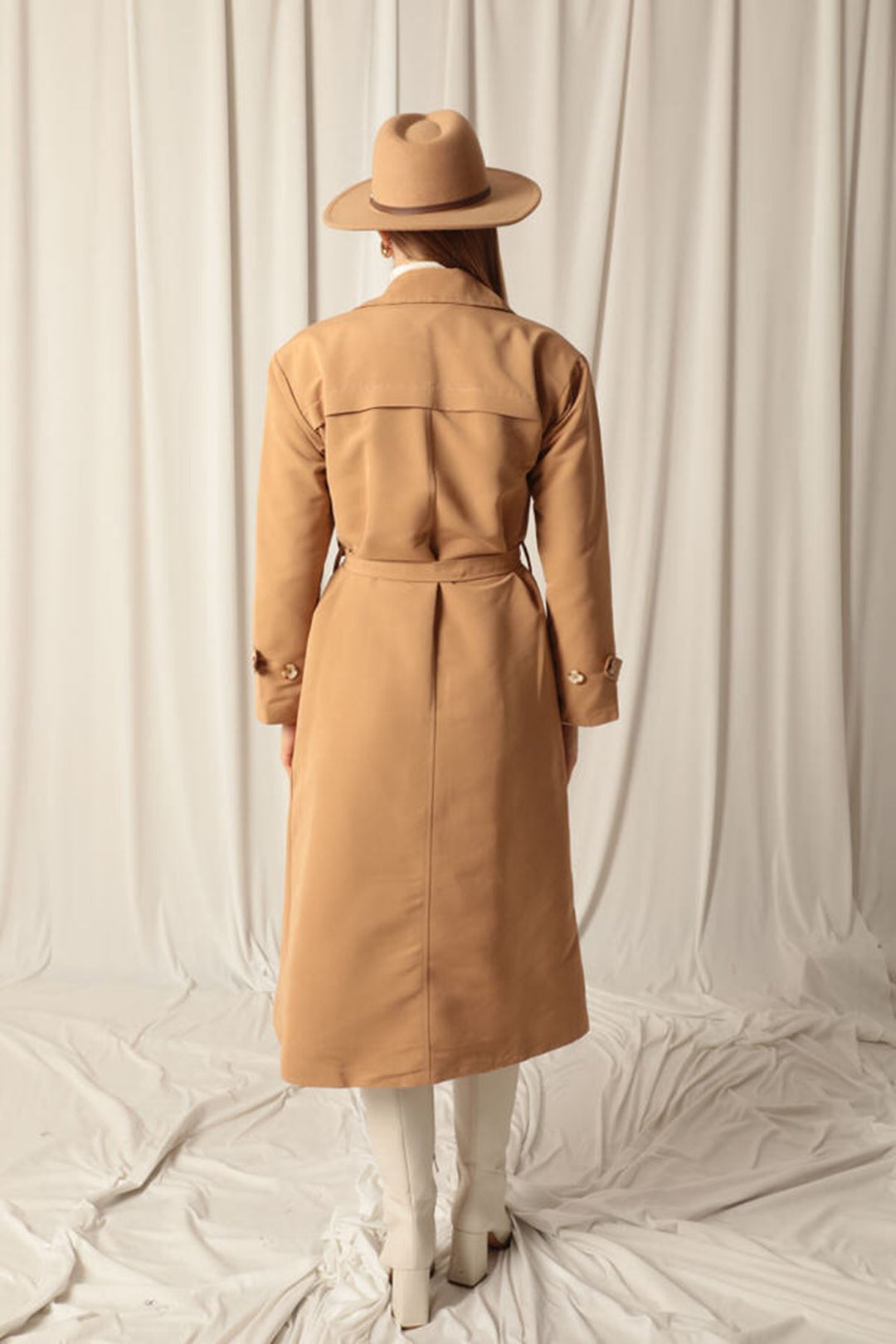 KKT Maxi Length Women's Tan Trench Coat - Huehuetoca