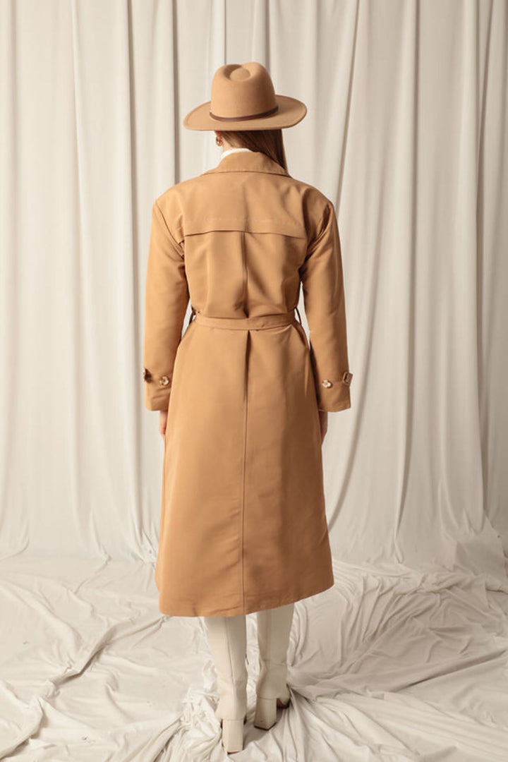 KKT Maxi Length Women's Tan Trench Coat - Huehuetoca