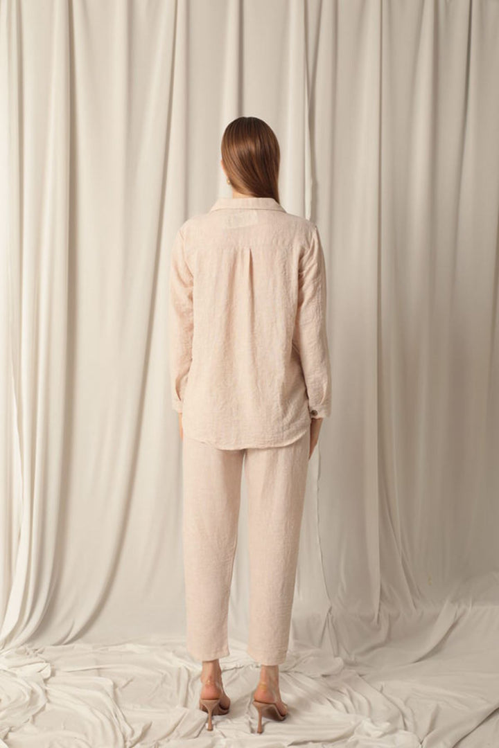 KKT Linen Fabric Shirt Trousers Women Stone Suit - Woodstock
