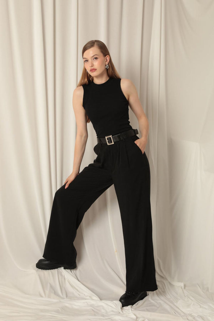 KKT Tencel Fabric Woven Women's Black Trousers - East Kelowna