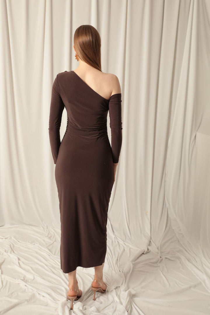 KKT Sandy Fabric Buttoned Brown Dress - Gladbeck