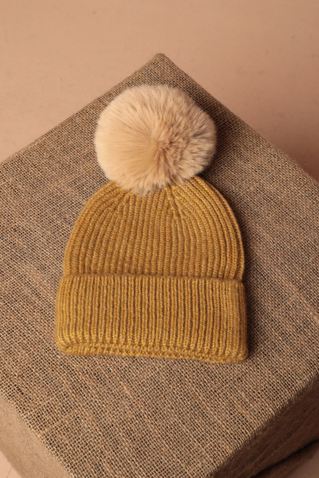 KKT Women's Mustard Beanie with Pompom - Pikesville