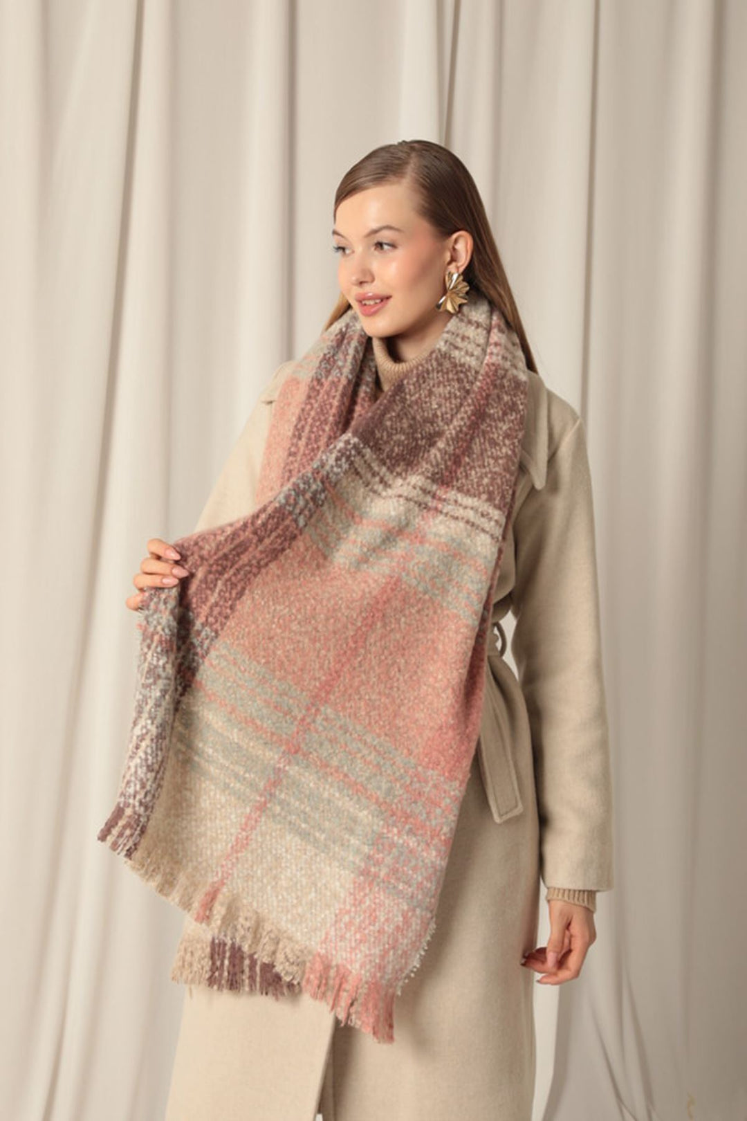KKT Yumoş Plaid Boucle شال بودرة للنساء - Misterbianco