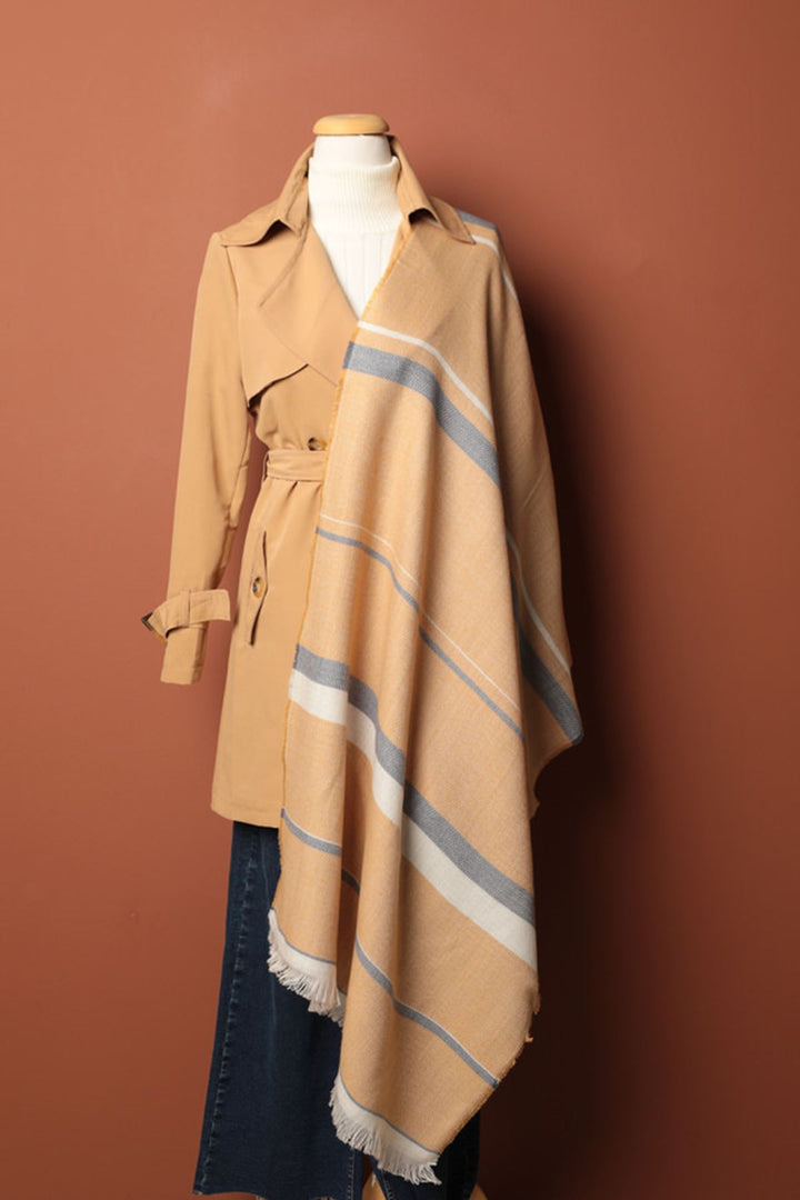 KKT Striped Women's Mustard Shawl - Fayetteville