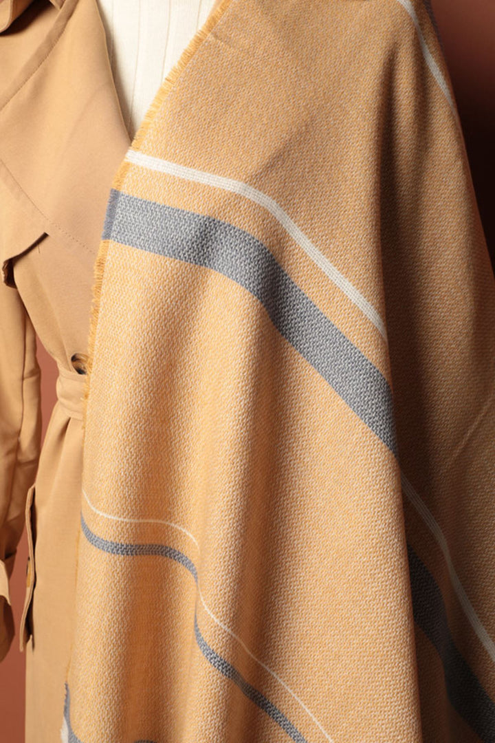 KKT Striped Women's Mustard Shawl - Fayetteville