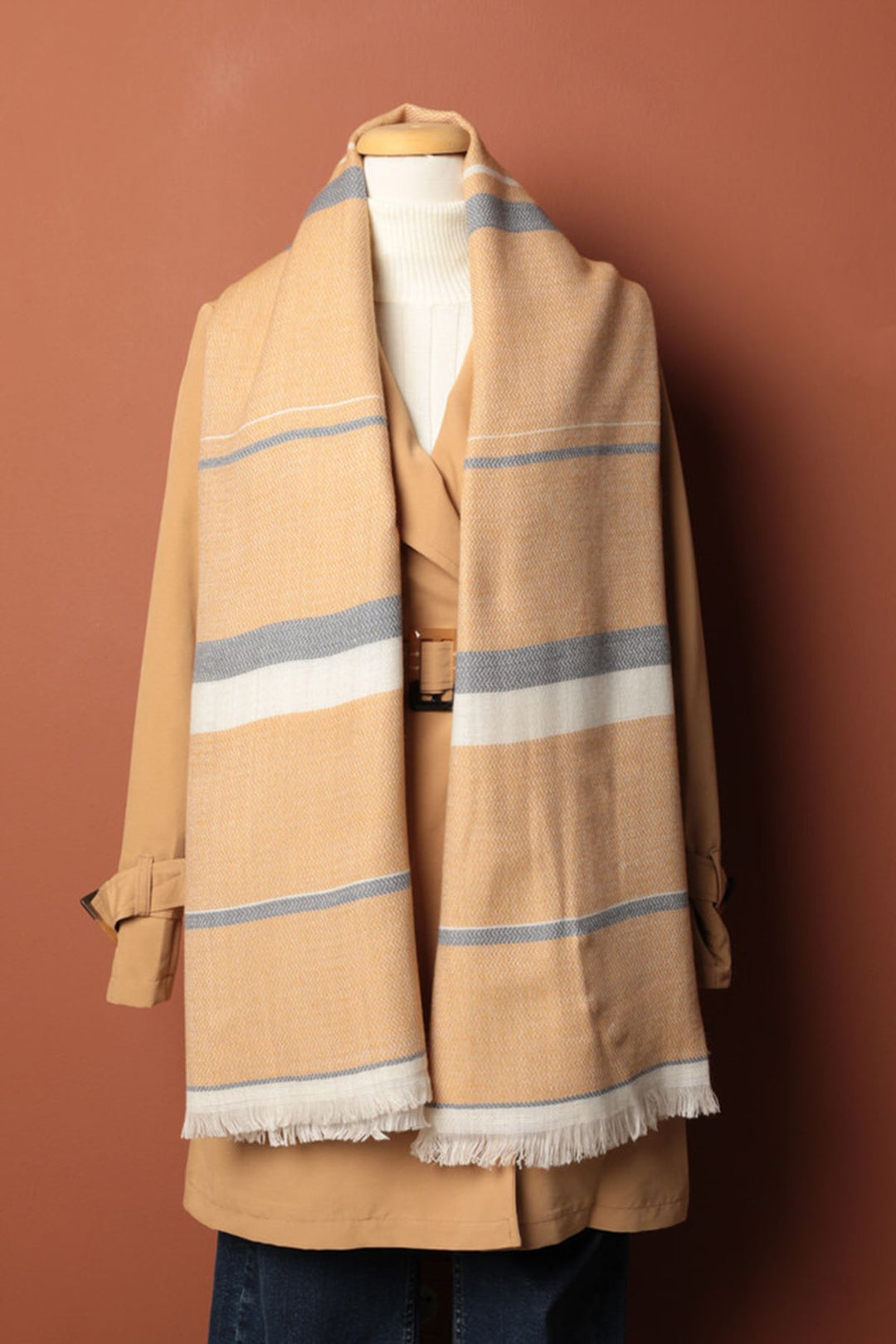 KKT Striped Women's Mustard Shawl - Fayetteville