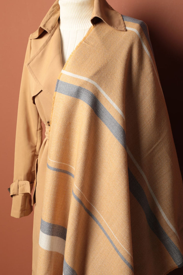 KKT Striped Women's Mustard Shawl - Fayetteville