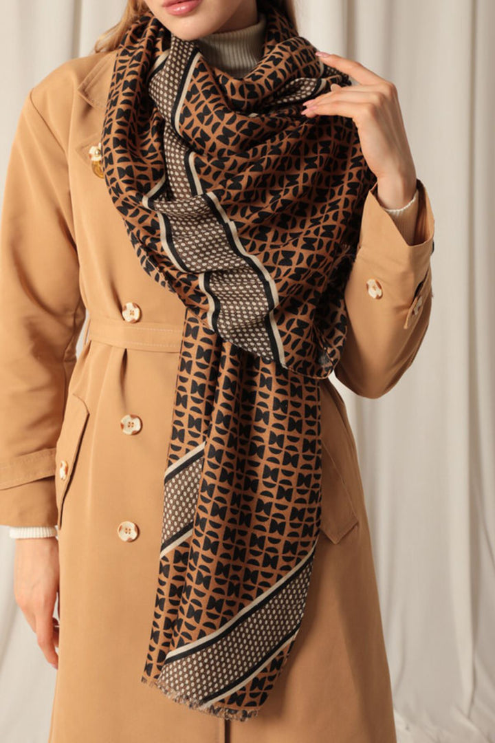KKT Ethnic Patterned Women's Brown Shawl - Clovis