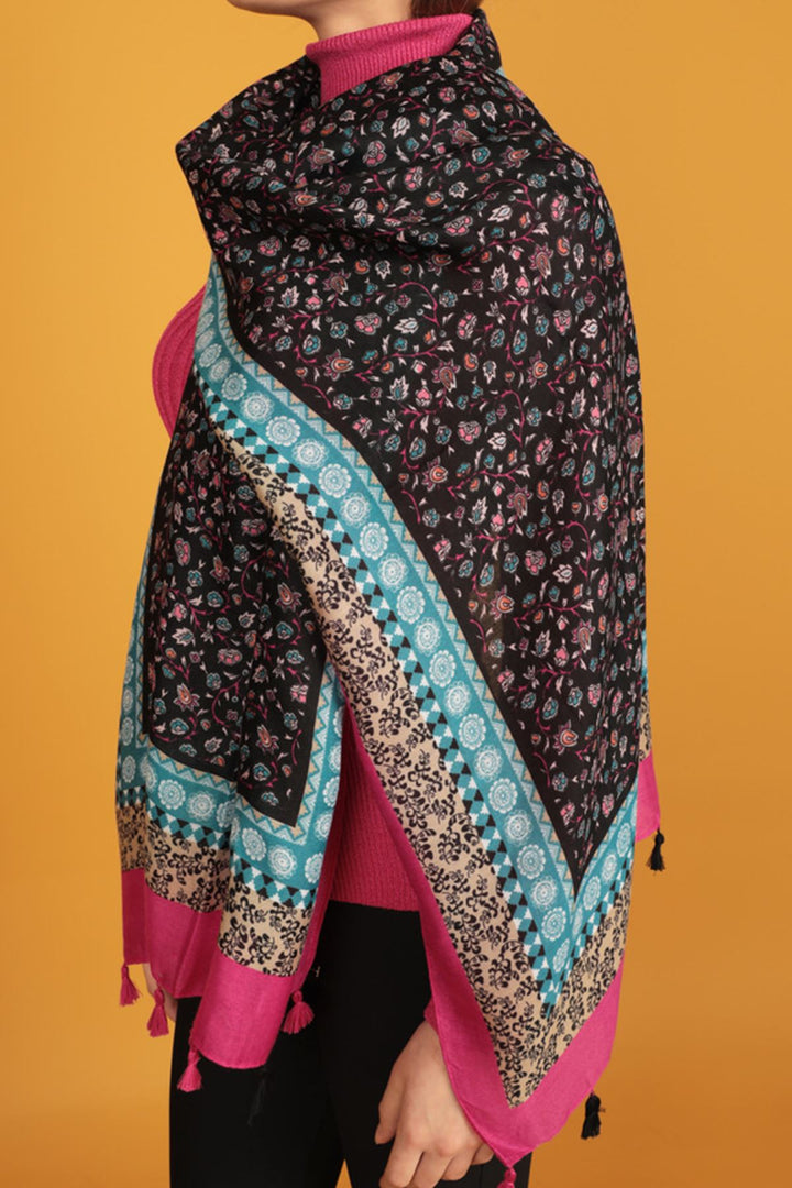 KKT Ethnic Patterned Tassel Women's Pink Shawl - Dilbeek