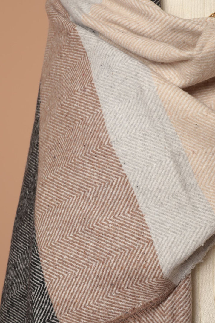 KKT Soft Textured Mixed Striped Women's Black Shoulder Shawl Scarf - Abbotsford