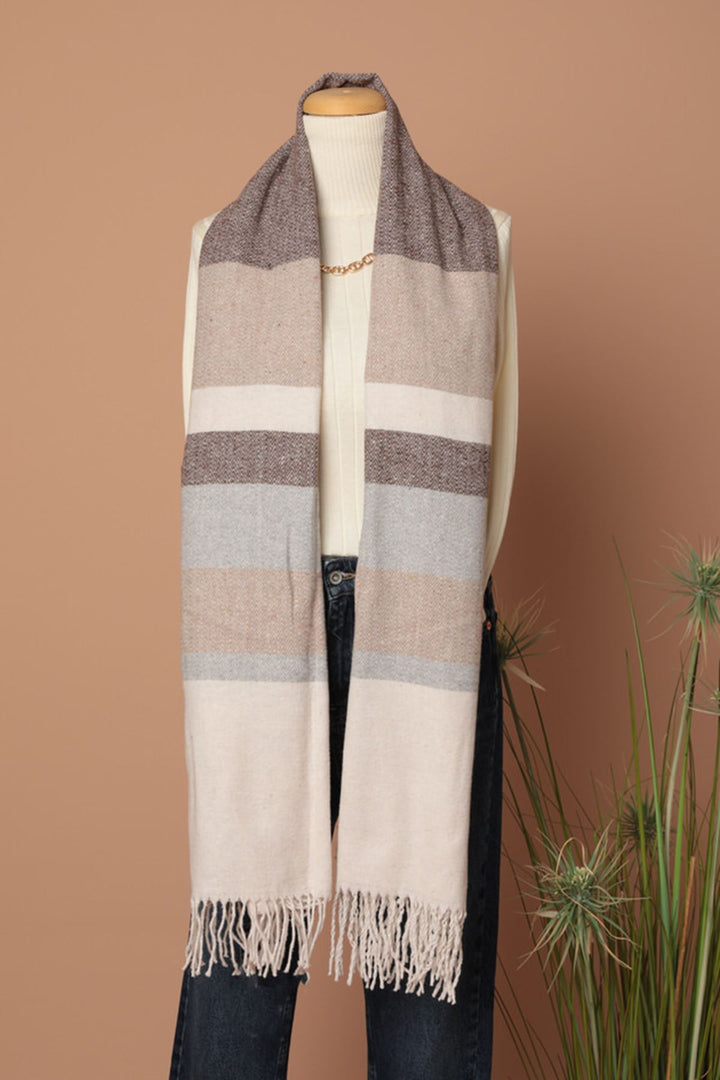 KKT Soft Textured Women's Brown Shoulder Shawl Scarf - Barreiro