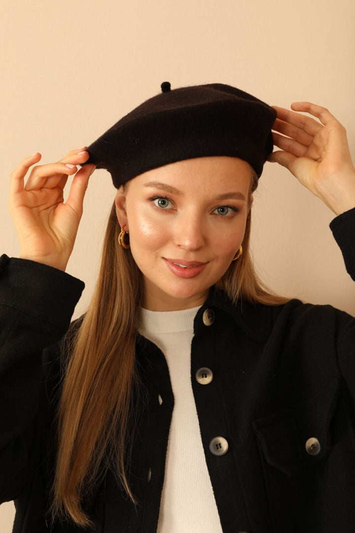 KKT Woolen Women Painter Black Beret - Cheektowaga