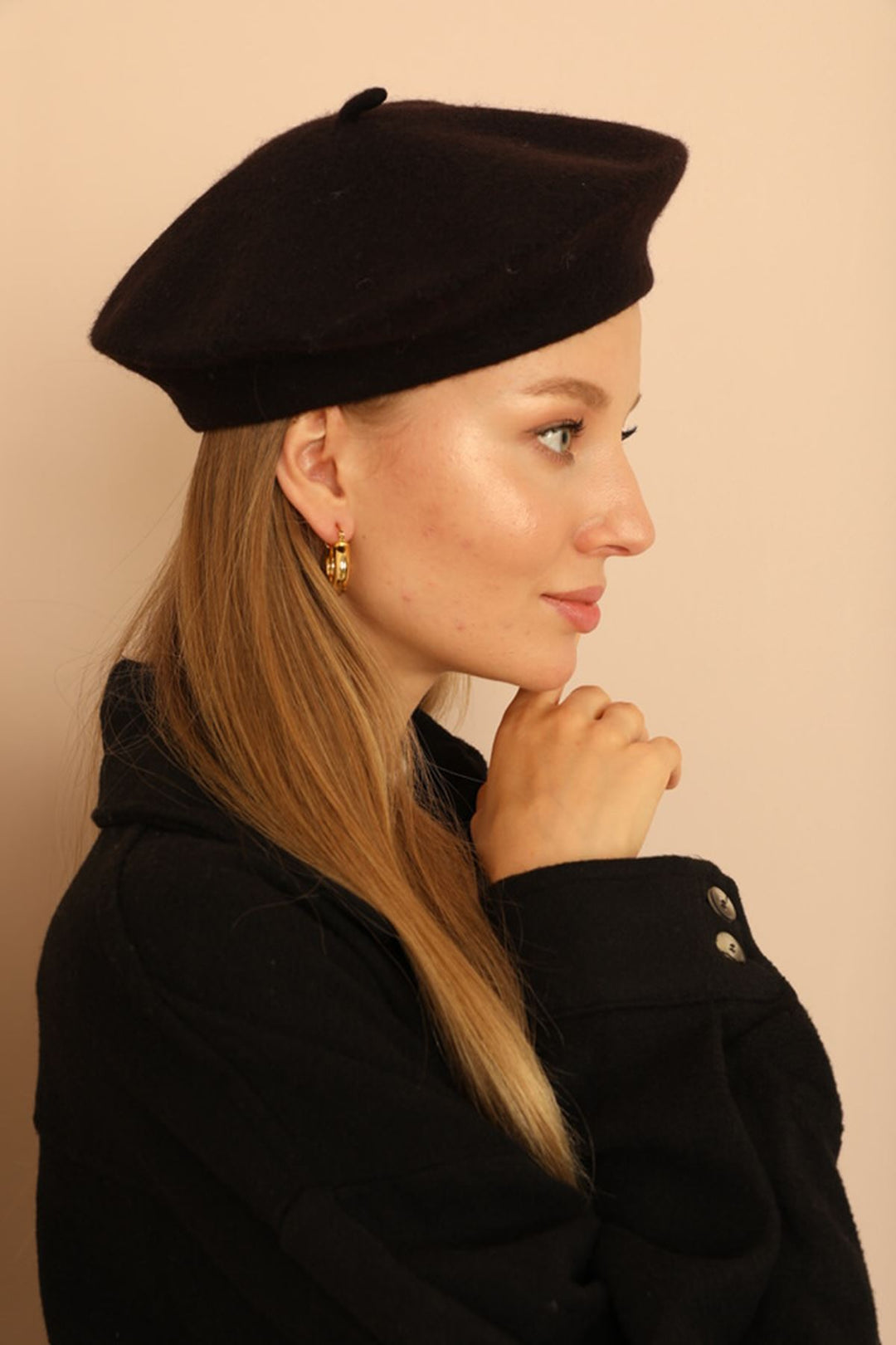KKT Woolen Women Painter Black Beret - Cheektowaga