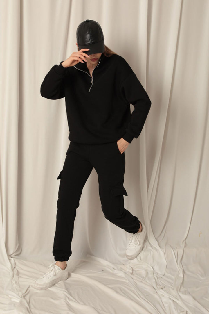 KKT Three Thread Elastic Women's Black Tracksuit - Alès