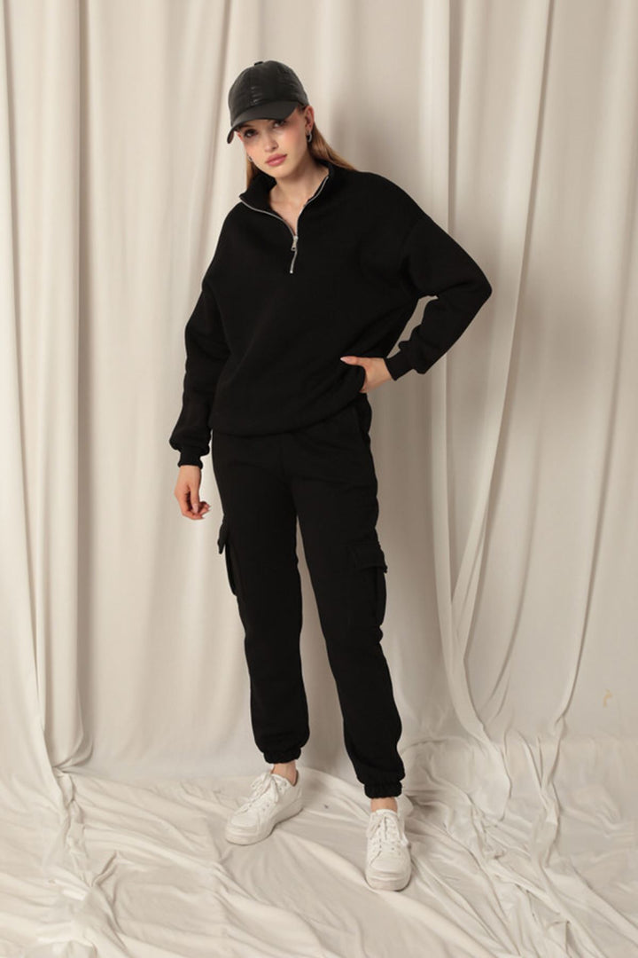 KKT Three Thread Elastic Women's Black Tracksuit - Alès