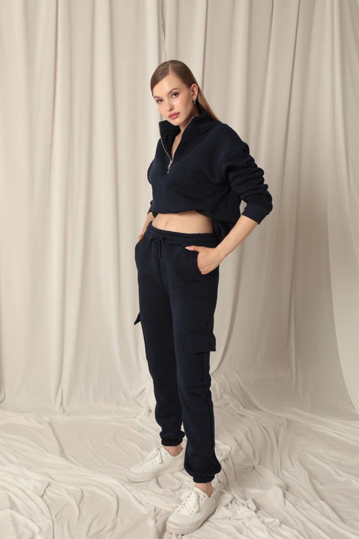 KKT Three Thread Elastic Women's Navy Blue Tracksuit - Prattville