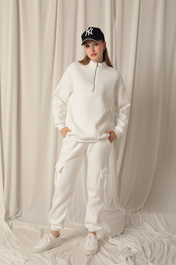 KKT Three Thread Elastic Women's Ecru Tracksuit - Corsico