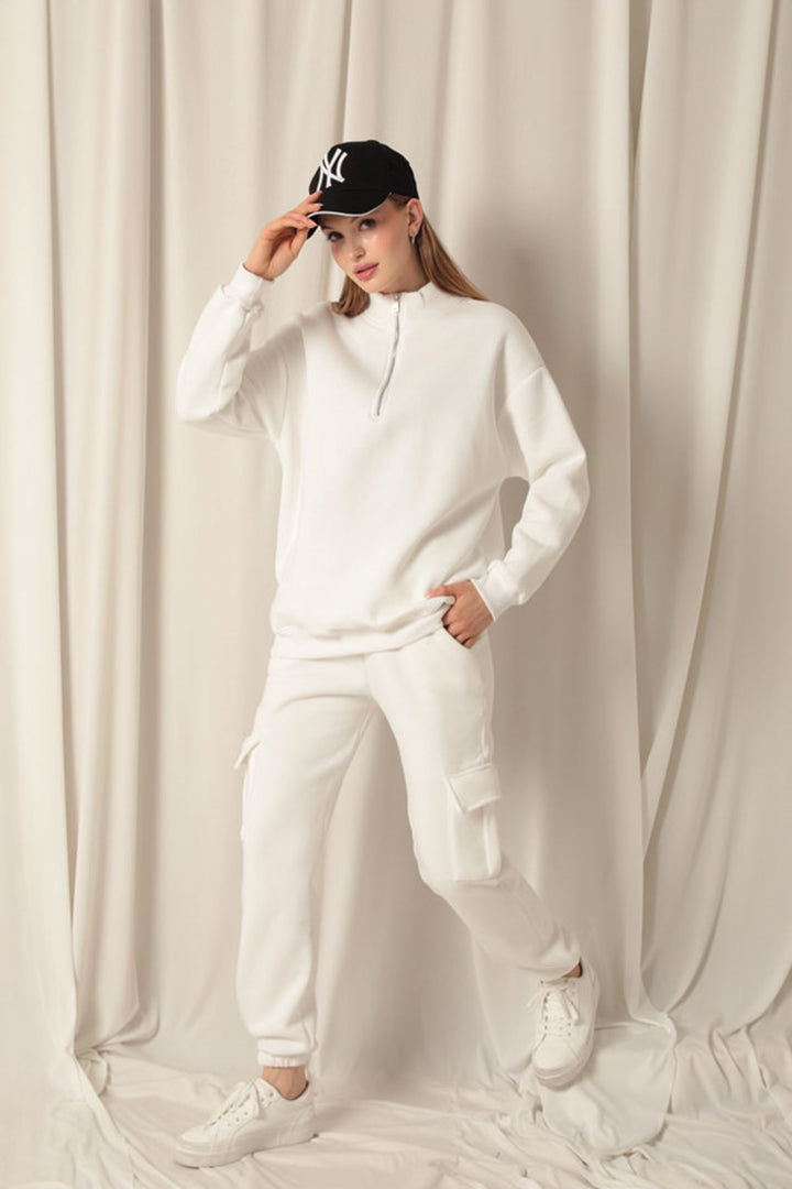 KKT Three Thread Elastic Women's Ecru Tracksuit - Corsico