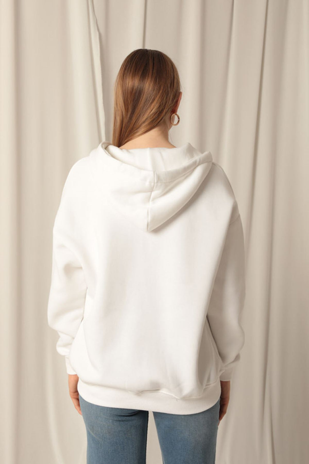 KKT Triple Yarn Kangaroo Pocket Zippered Hooded Women's Ecru Sweat - Widnes
