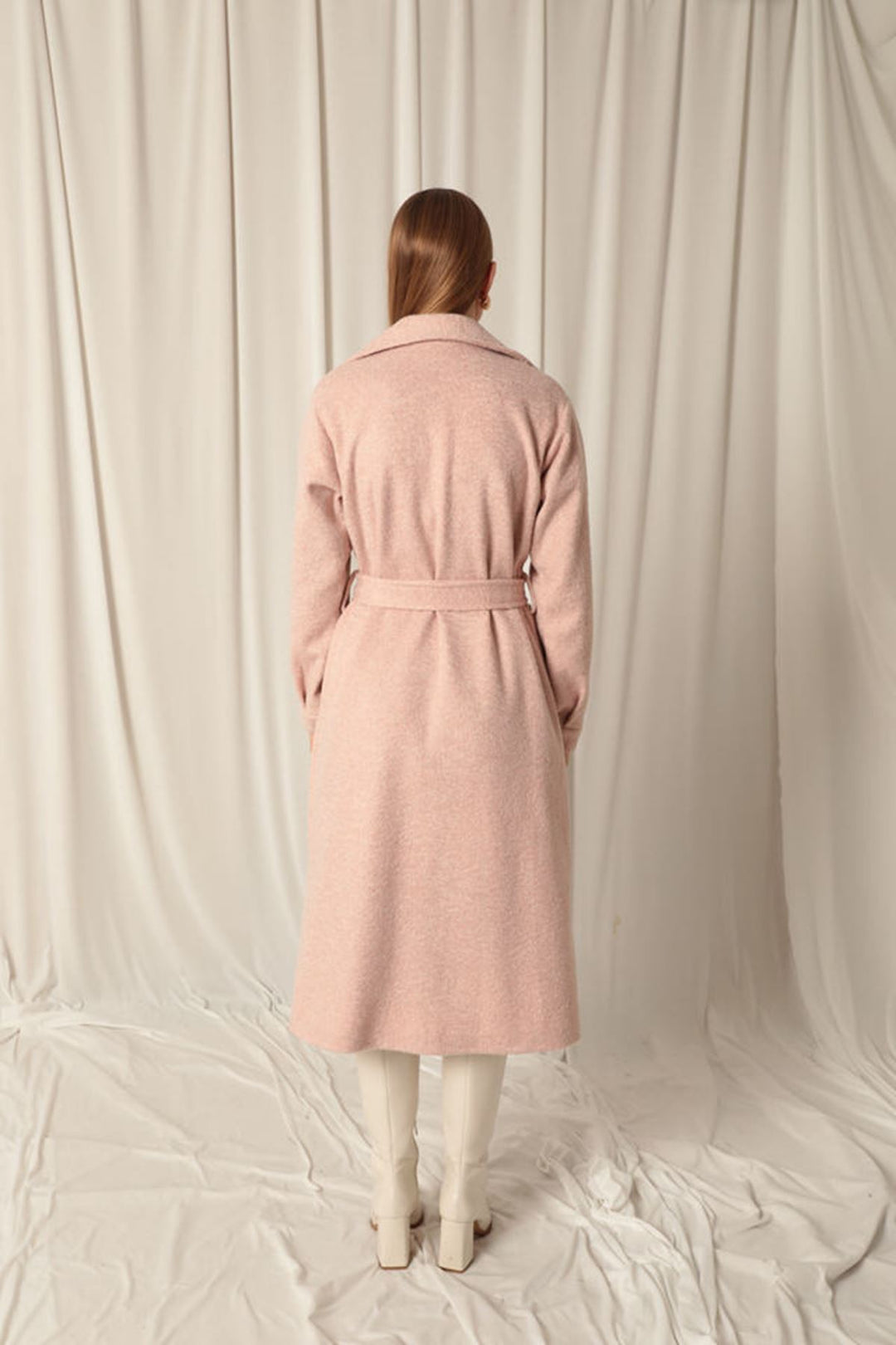 KKT Cashmere Fabric Buttoned Women's Pink Coat - Gjilan