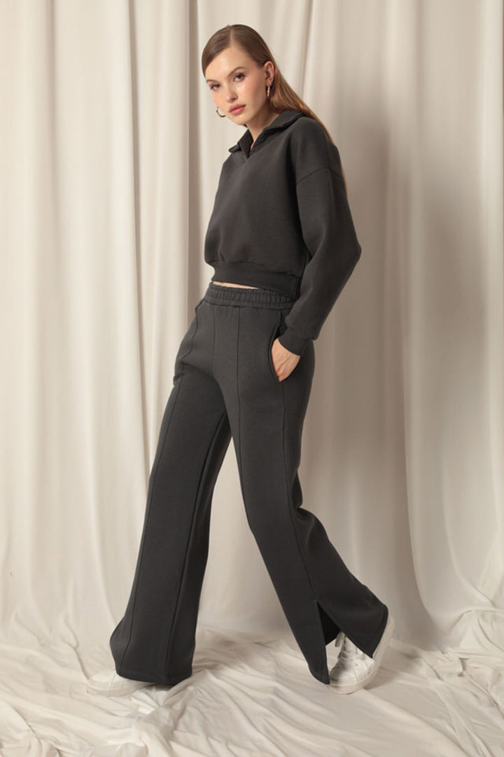 KKT Three-thread Fabric Wide Leg Women's Smoke Tracksuit - North Port