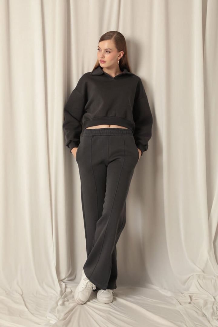 KKT Three-thread Fabric Wide Leg Women's Smoke Tracksuit - North Port