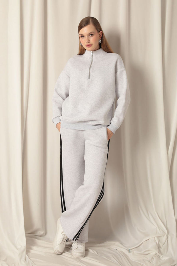 KKT Half Zipper Women's Light Gray Sweat - Roy