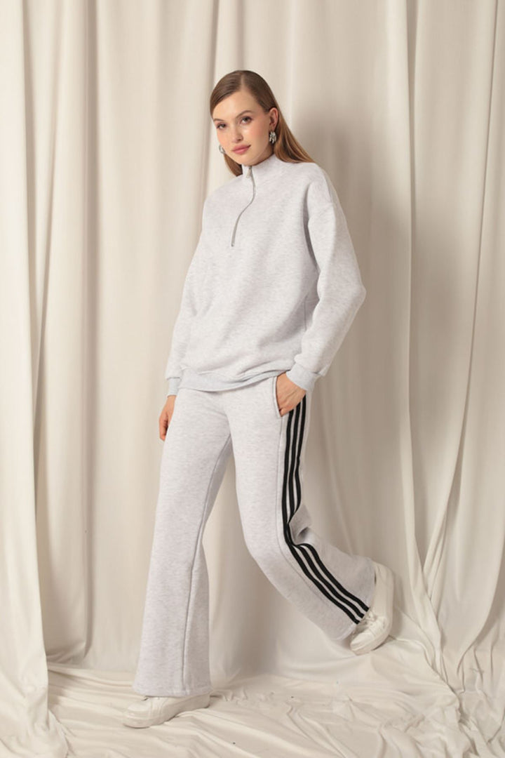 KKT Half Zipper Women's Light Gray Sweat - Roy