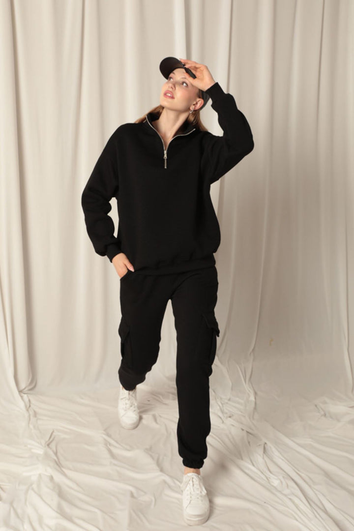 KKT Half Zipper Women's Black Sweater - Pearland