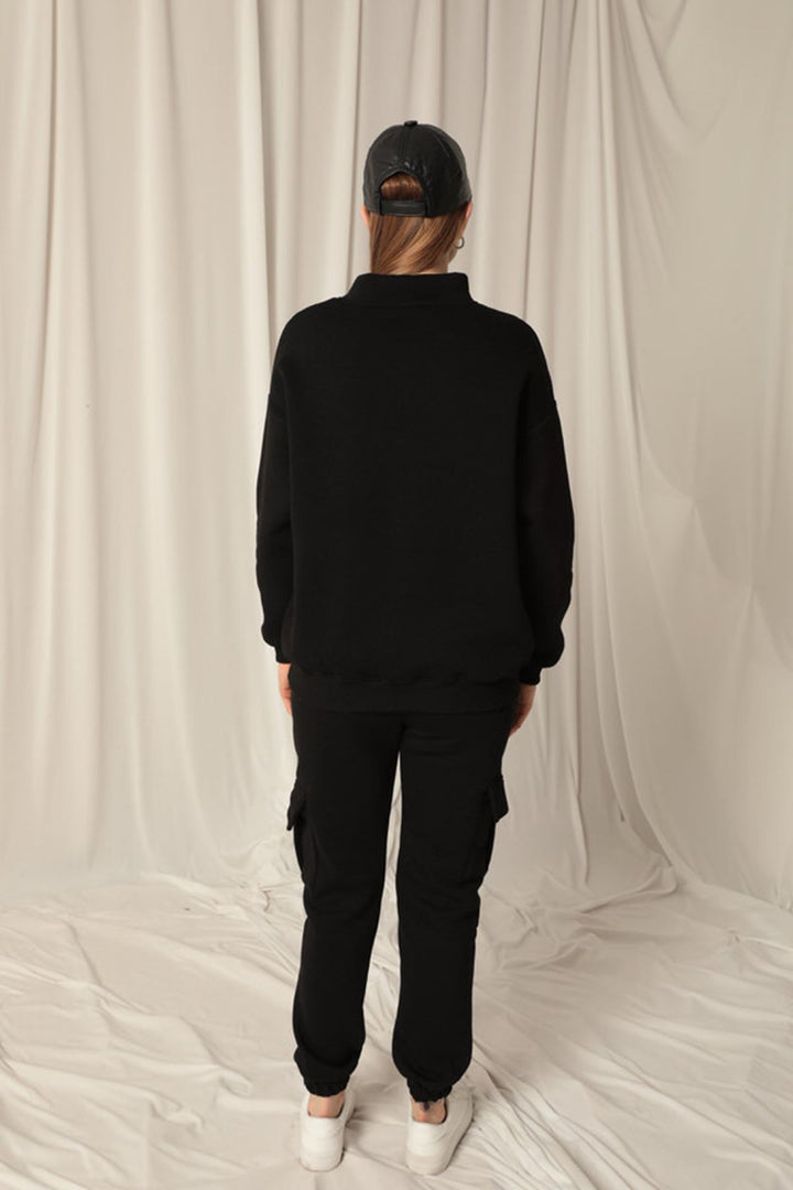 KKT Half Zipper Women's Black Sweater - Pearland