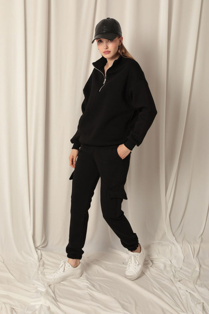 KKT Half Zipper Women's Black Sweater - Pearland