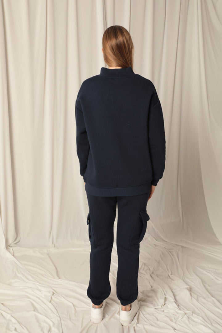 KKT Half Zipper Women's Navy Blue Sweater - Waxahachie